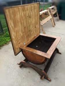 bourbon barrel coffee table with storage