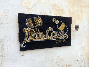 reclaimed wood sign "the man cave"