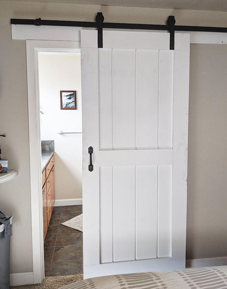 White Pine Barn Door with black hardware