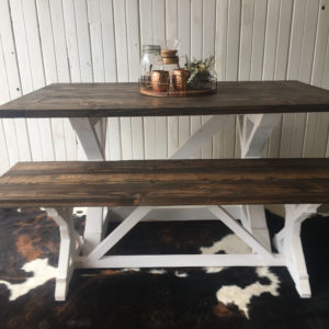 Rustic Modern Style farm house table with white base